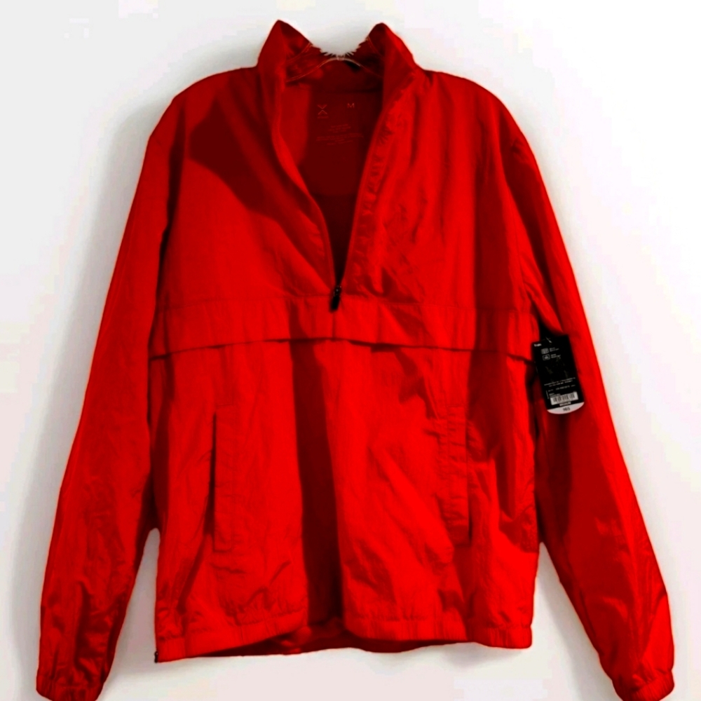 Men's Xersion Bright Orange Lightweight Windbreaker Sz Medium Quarter‎ Zi…